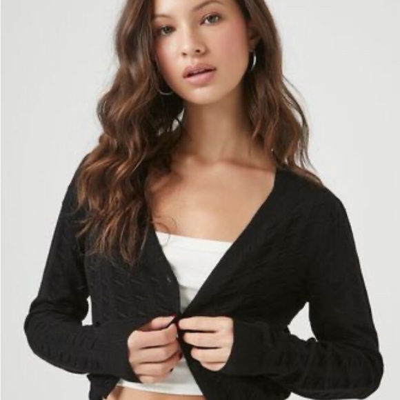 Semi-Cropped Ribbed Cardigan - Picture 2 of 6